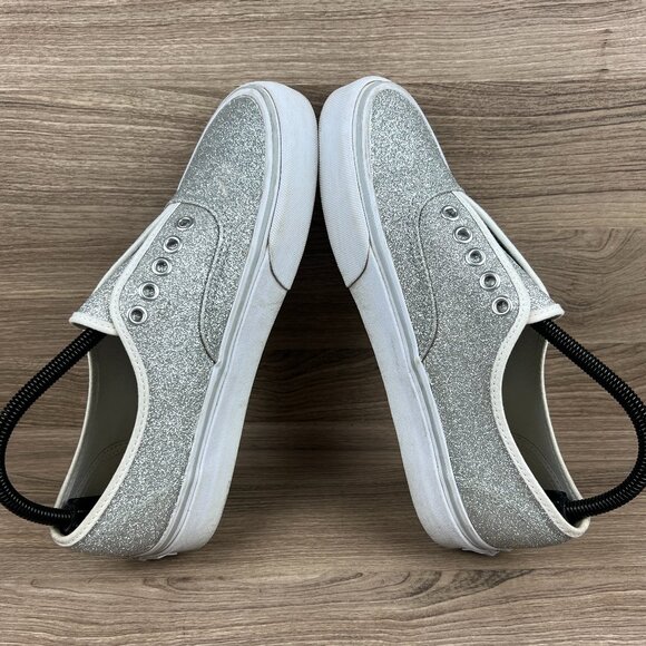 Vans Off The Wall Women's Gray & White Glitter Slip On Sneakers Shoe - Picture 3 of 8